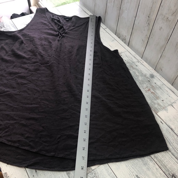 Torrid Dark Grey Swiss Dot Lace-Up Tank 1 - Picture 6 of 10
